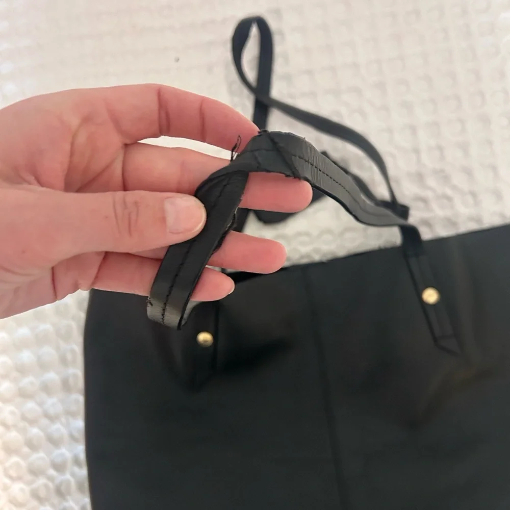 J. Crew Black Genuine Leather Tote Bag